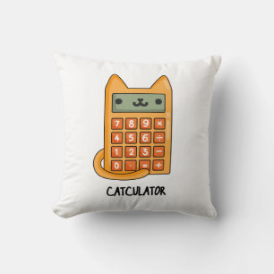 Cat-culator Funny Calculator Pun Throw Pillow