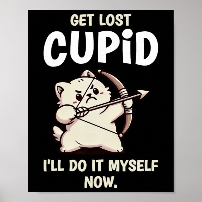 Cat Cupid Archer Funny Valentines Day  Poster (Front)