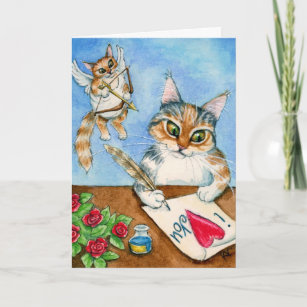 Cat Cupid Valentine's Day greeting card