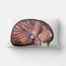 Cat curled up sleeping cute cozy lumbar pillow