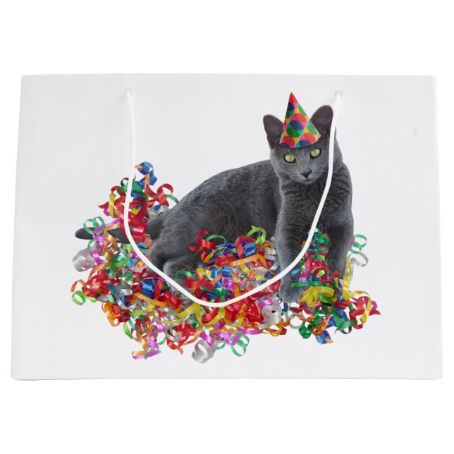 Cat Curly Ribbons Gift Bag (Front)