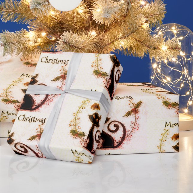 Cat Curly Tail Christmas Wrapping Paper (Holidays)