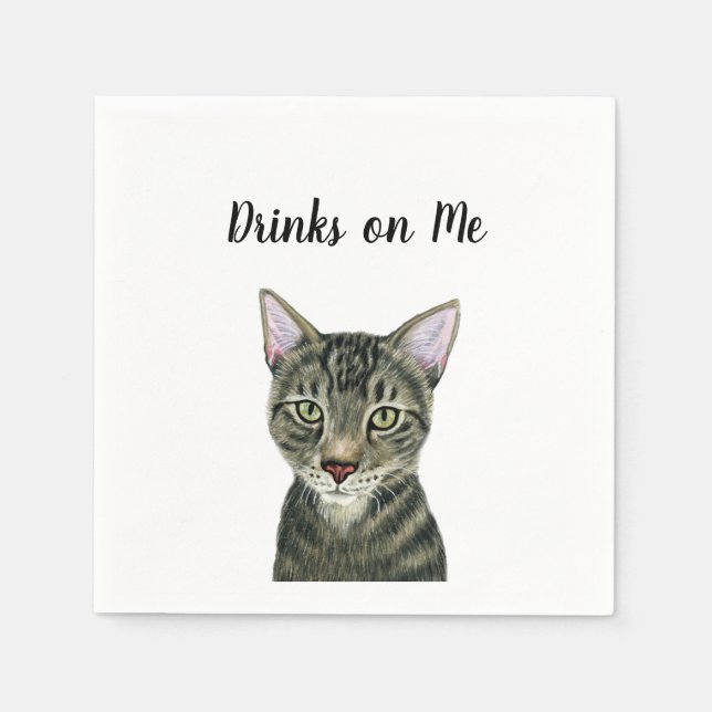 Cat Custom Cocktail Napkin (Front)