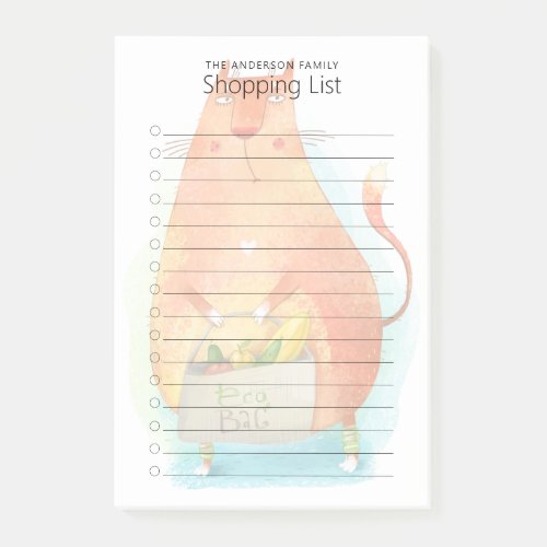 Cat Custom Name Grocery Shopping List Post_it Notes