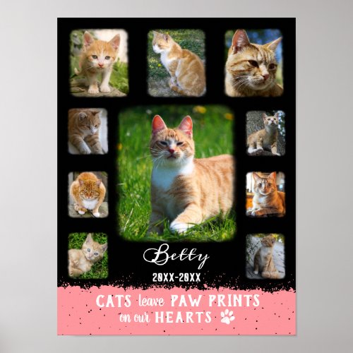 Cat Custom Photo Collage Faded Borders Black Pink Poster