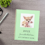 Cat custom photo mint green planner<br><div class="desc">A mint green background.  Personalize and add your a a photo,  year,  name and a text. The name is written in black with a large modern hand lettered style script.</div>