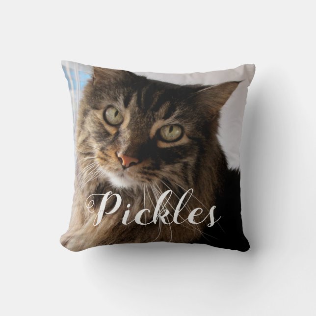 cat custom photo pillow add your own personalize (Front)