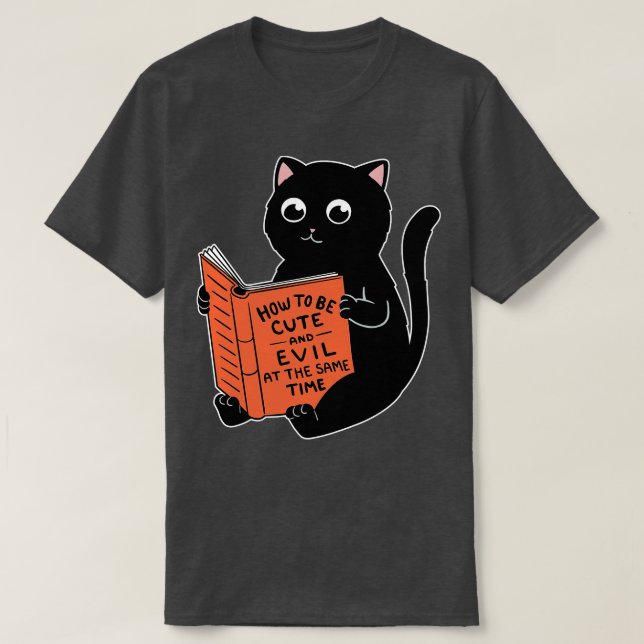 Cat cute and evil book T-Shirt (Design Front)