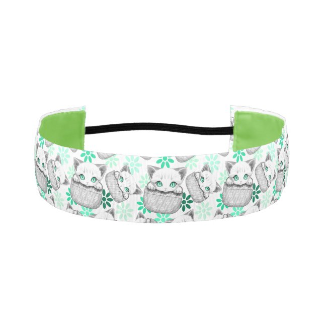 Cat Cute and Playful peaking from a Pocket Athletic Headband (Front)