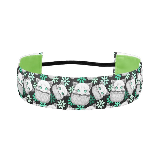 Cat Cute and Playful peaking from a Pocket Athletic Headband (Front)