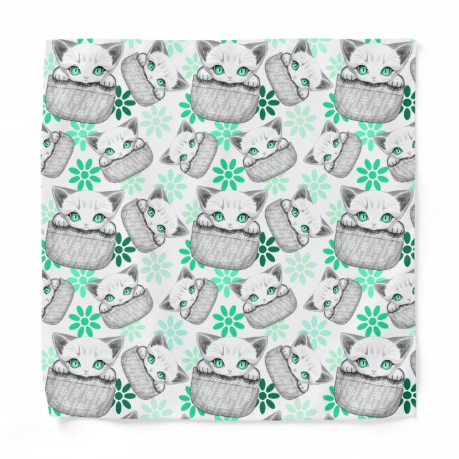 Cat Cute and Playful peaking from a Pocket Bandana (Front)