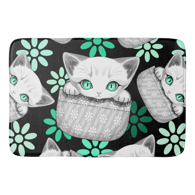 Cat Cute and Playful peaking from a Pocket Bath Mat (Front)