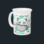 Cat Cute and Playful peaking from a Pocket Beverage Pitcher<br><div class="desc">Kitty Cute Playful Baby Cat with big aqua Eyes,  peaking out from a Pocket. Original Vector illustration Copyright BluedarkArt TheChameleonArt.</div>