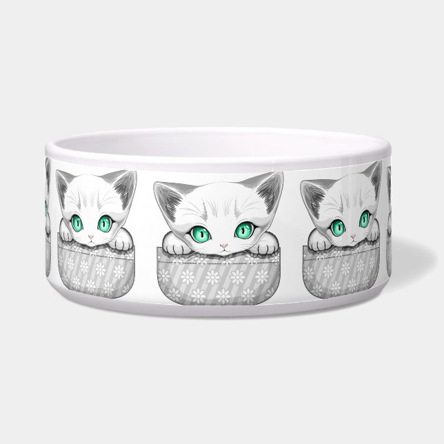 Cat Cute and Playful peaking from a Pocket Bowl (Front)