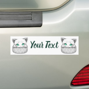 Cat Cute and Playful peaking from a Pocket Bumper Sticker