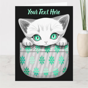 Cat Cute and Playful peaking from a Pocket Card