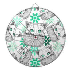 Cat Cute and Playful peaking from a Pocket Dart Board