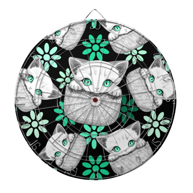 Cat Cute and Playful peaking from a Pocket Dart Board (Front)