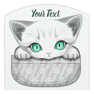 Cat Cute and Playful peaking from a Pocket Door Sign