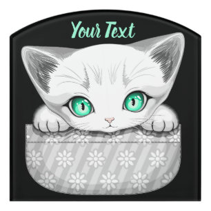 Cat Cute and Playful peaking from a Pocket Door Sign