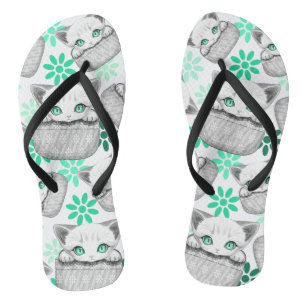 Cat Cute and Playful peaking from a Pocket Flip Flops