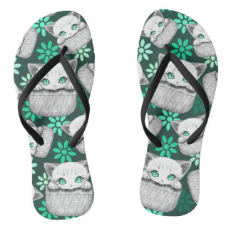 Cat Cute and Playful peaking from a Pocket Flip Flops