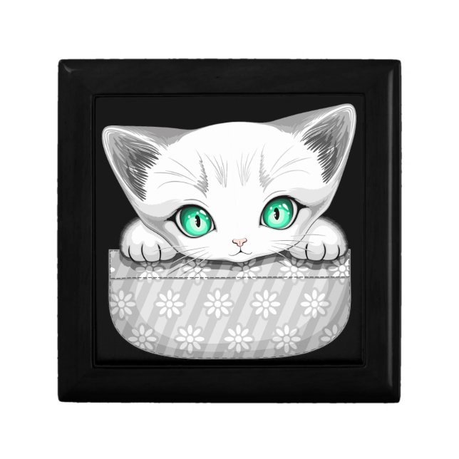 Cat Cute and Playful peaking from a Pocket Gift Box (Front)