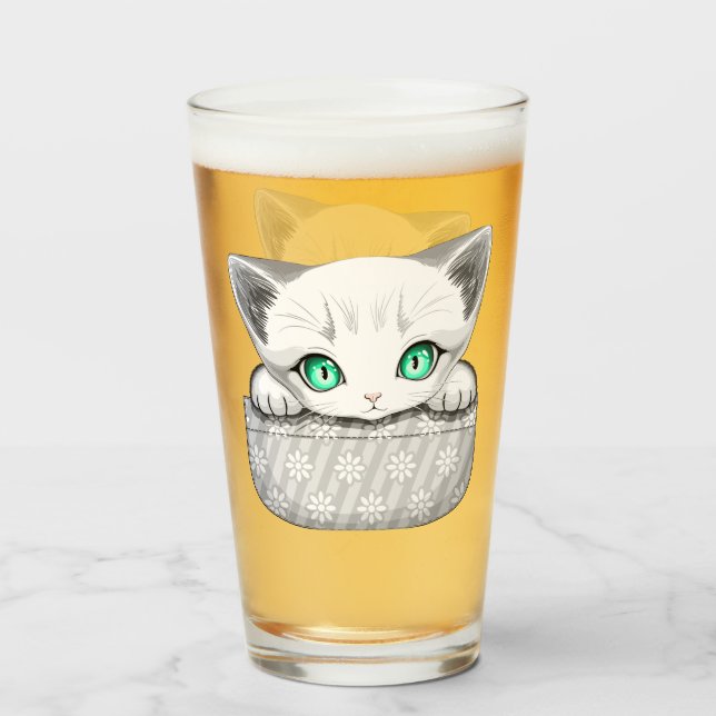 Cat Cute and Playful peaking from a Pocket Glass (Front Filled)