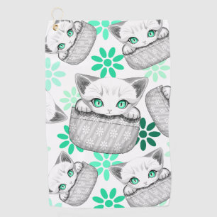 Cat Cute and Playful peaking from a Pocket Golf Towel