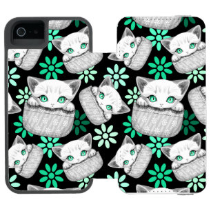 Cat Cute and Playful peaking from a Pocket iPhone SE/5/5s Wallet Case