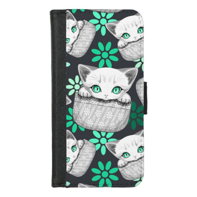 Cat Cute and Playful peaking from a Pocket iPhone Wallet Case (Front)