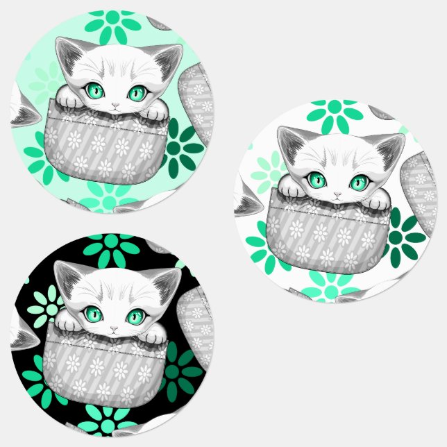 Cat Cute and Playful peaking from a Pocket Labels (Group)