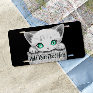 Cat Cute and Playful peaking from a Pocket License Plate