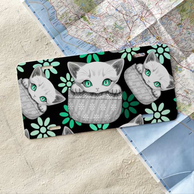 Cat Cute and Playful peaking from a Pocket License Plate (In Situ)