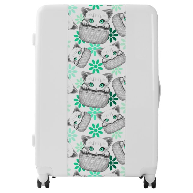Cat Cute and Playful peaking from a Pocket Luggage (Front)