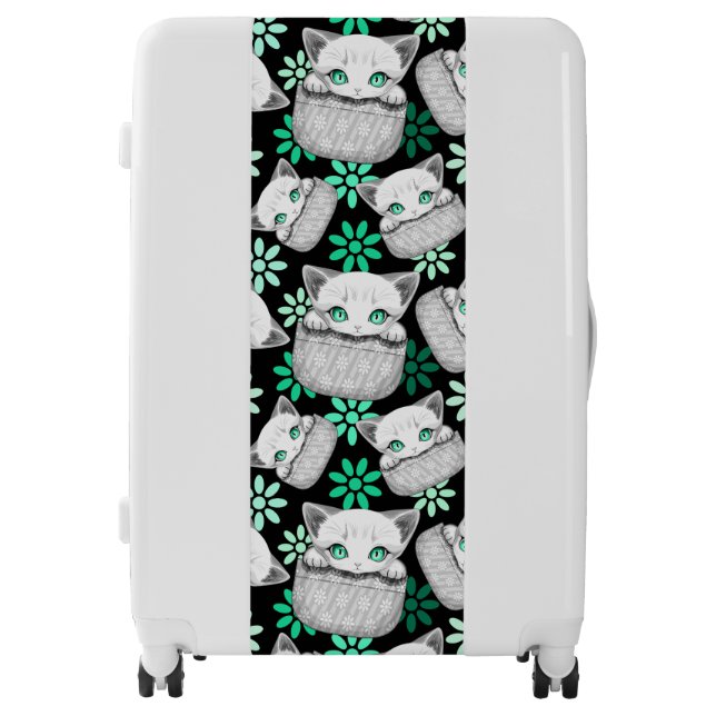 Cat Cute and Playful peaking from a Pocket Luggage (Front)