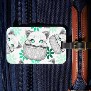 Cat Cute and Playful peaking from a Pocket Luggage Tag
