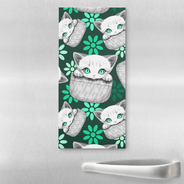 Cat Cute and Playful peaking from a Pocket Magnetic Notepad (In Situ)