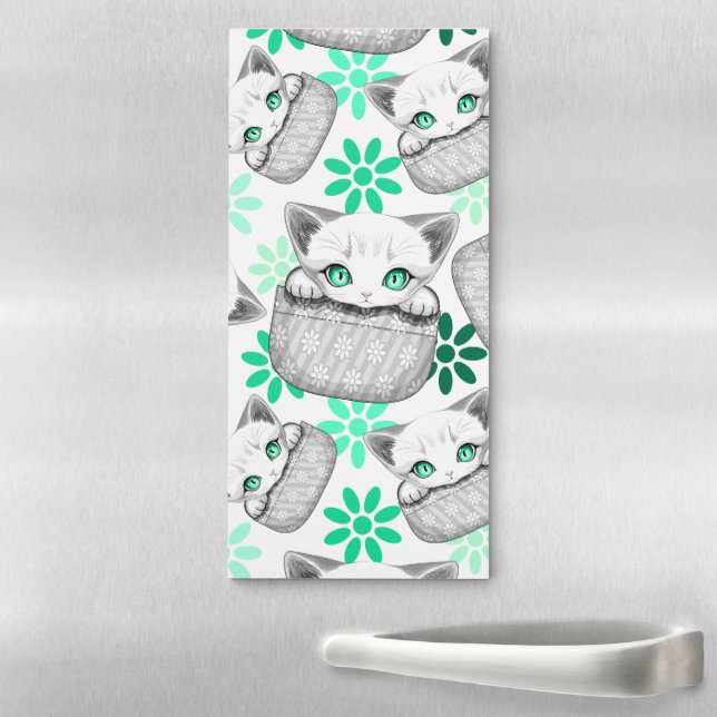 Cat Cute and Playful peaking from a Pocket Magnetic Notepad (In Situ)