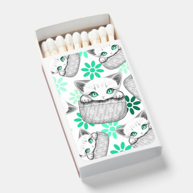 Cat Cute and Playful peaking from a Pocket Matchboxes (Front Open)