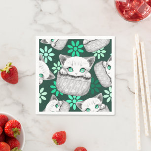 Cat Cute and Playful peaking from a Pocket Napkins