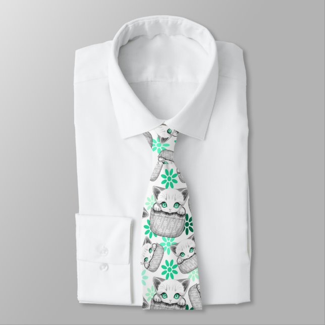Cat Cute and Playful peaking from a Pocket Neck Tie (Tied)