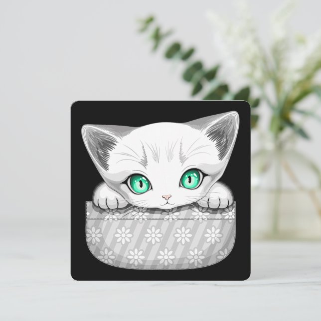 Cat Cute and Playful peaking from a Pocket Note Card (Standing Front)