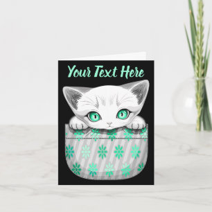 Cat Cute and Playful peaking from a Pocket Note Card