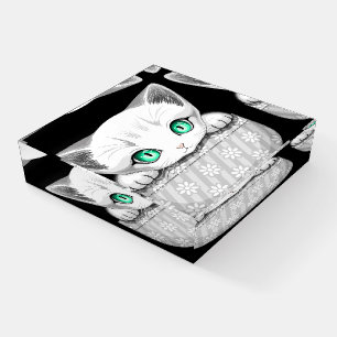 Cat Cute and Playful peaking from a Pocket Paperweight