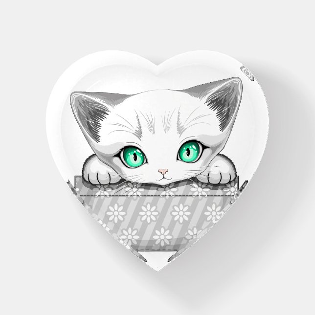 Cat Cute and Playful peaking from a Pocket Paperweight (Front)