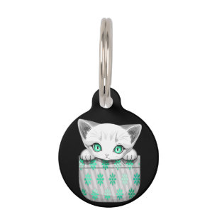 Cat Cute and Playful peaking from a Pocket Pet ID Tag