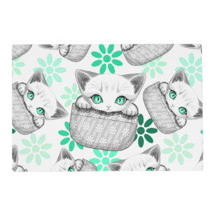 Cat Cute and Playful peaking from a Pocket Placemat