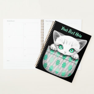 Cat Cute and Playful peaking from a Pocket Planner