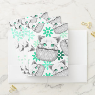 Cat Cute and Playful peaking from a Pocket Pocket Folder